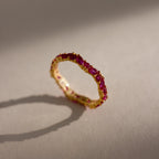 Staggered Marquise Ruby Ring Silver 18K Gold Plated