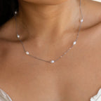 Anna Pearl Station Necklace Silver 18K Gold Plated
