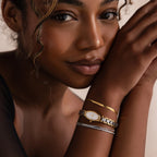Slim Oval Timepiece in Mixed Metal Silver 18K Gold Plated
