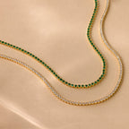 Emerald Tennis Choker Necklace Silver 18K Gold Plated