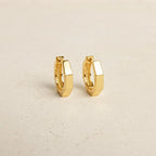 Hexagon Huggie Earrings Silver 18K Gold Plated