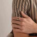Faux Tiger's Eye Signet Ring Silver 18K Gold Plated