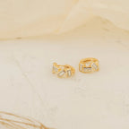 Baguette Diamond Huggies Silver 18K Gold Plated