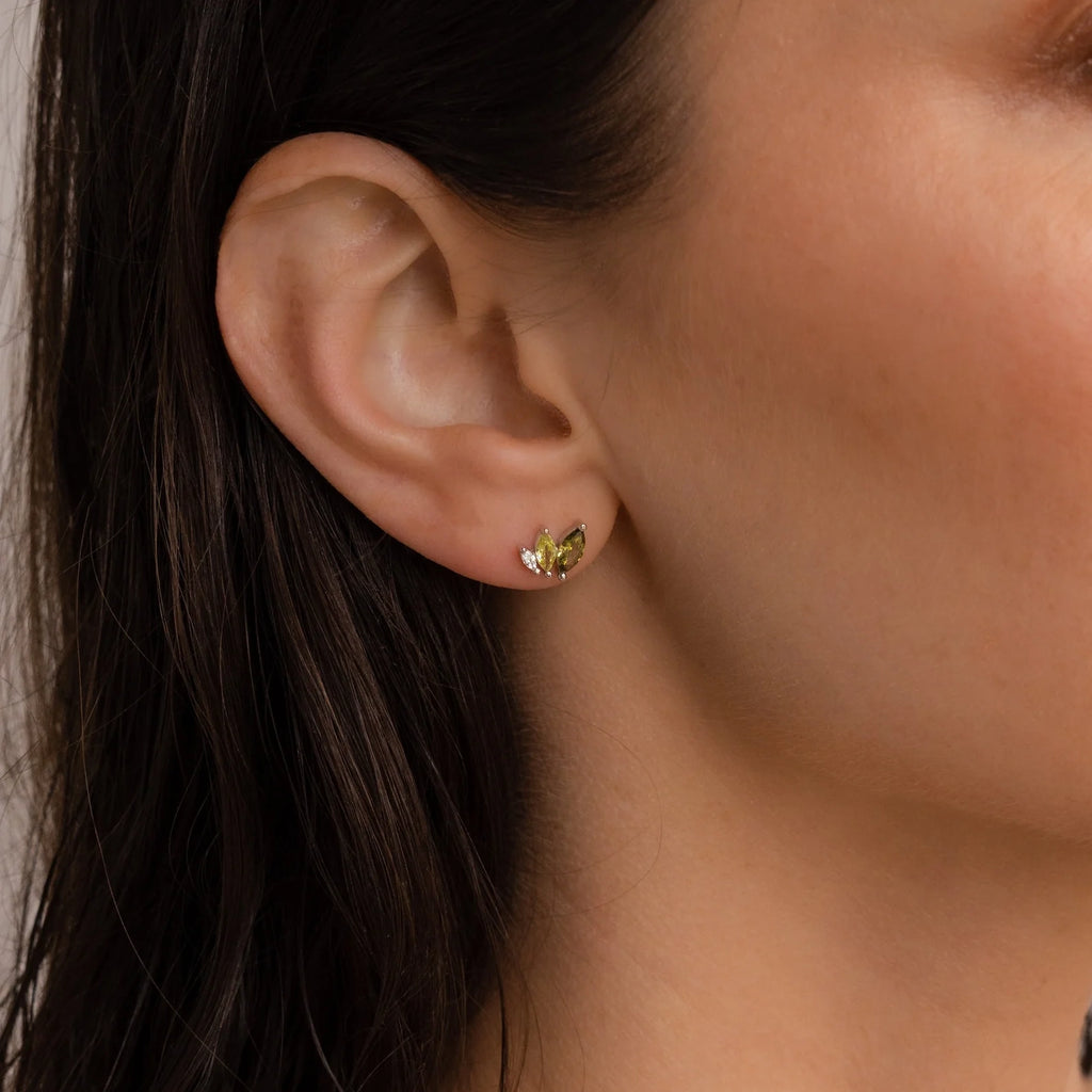 Seagrass Peridot Marquise Studs Silver 18K Gold Plated