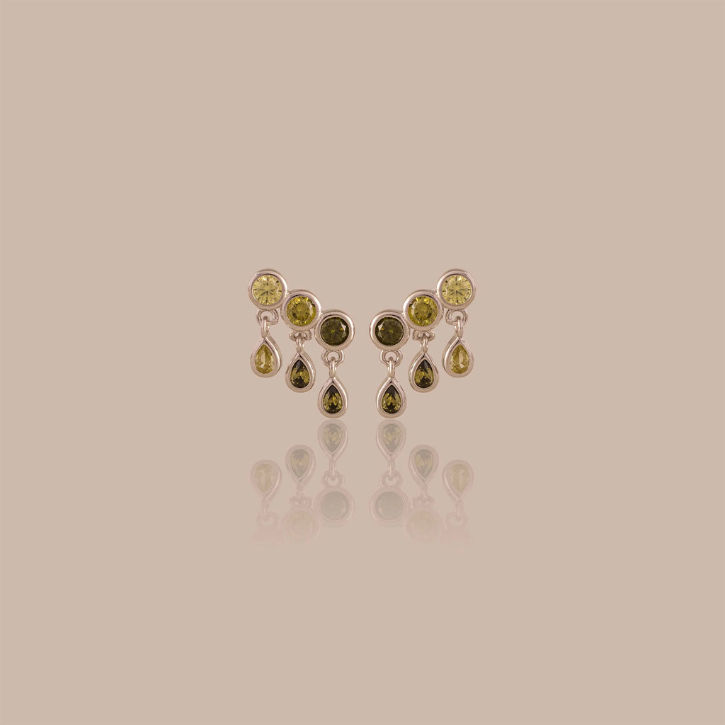 Peridot Raindrop Studs Silver 18K Gold Plated