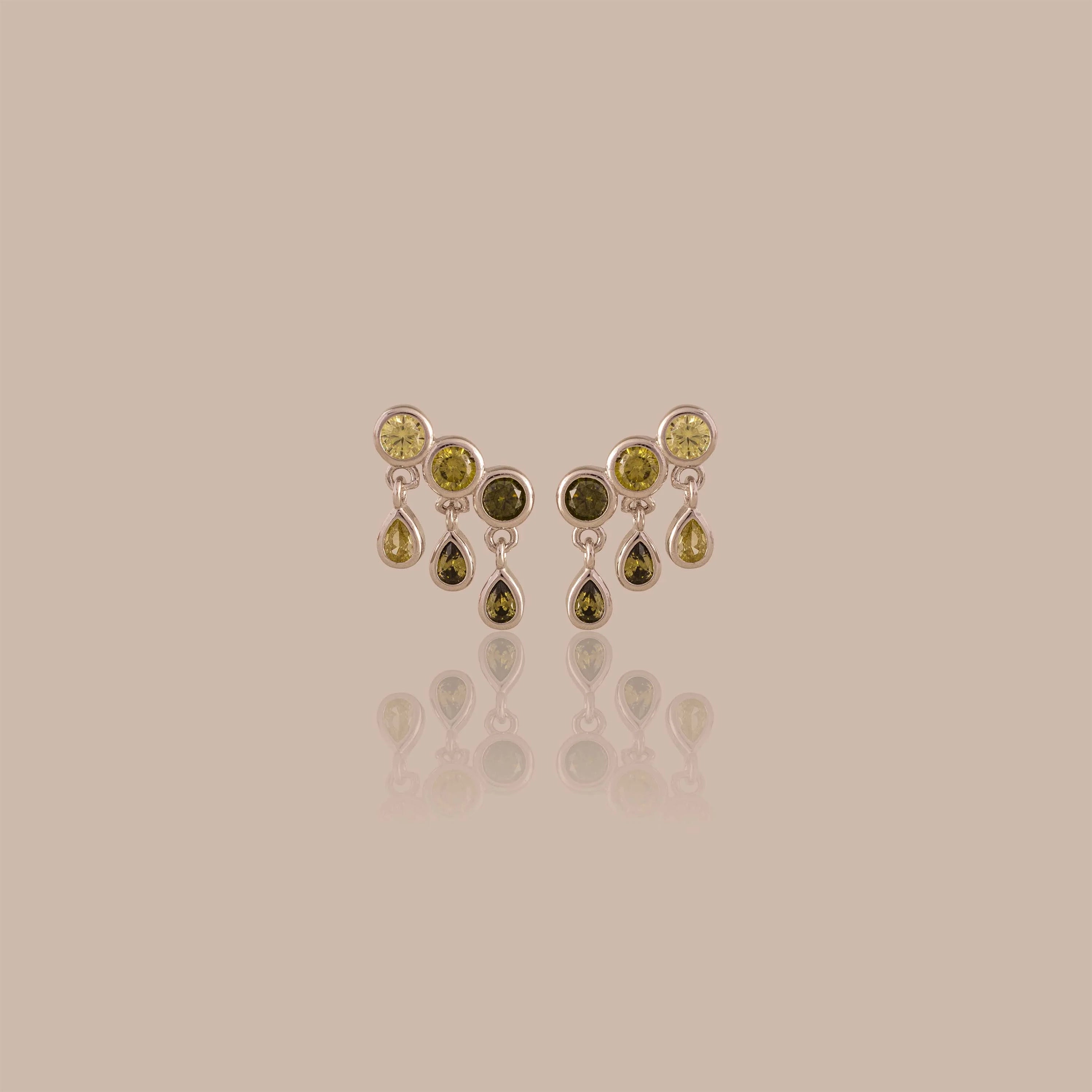 Peridot Raindrop Studs Silver 18K Gold Plated