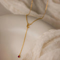 Initial Birthstone Lariat Necklace Silver 18K Gold Plated