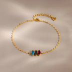 Multiple Marquise Birthstone Bracelet Silver 18K Gold Plated