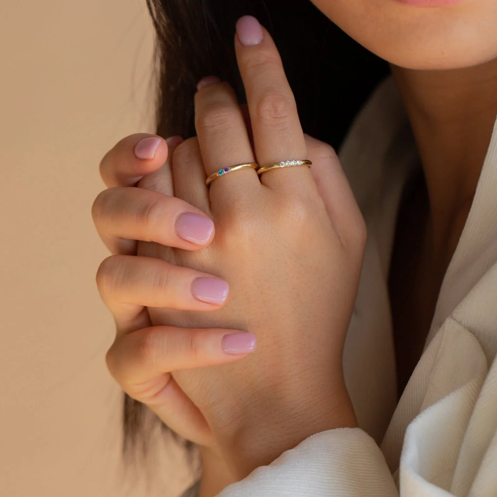 Mini Birthstone Ring Silver 18K Gold Plated