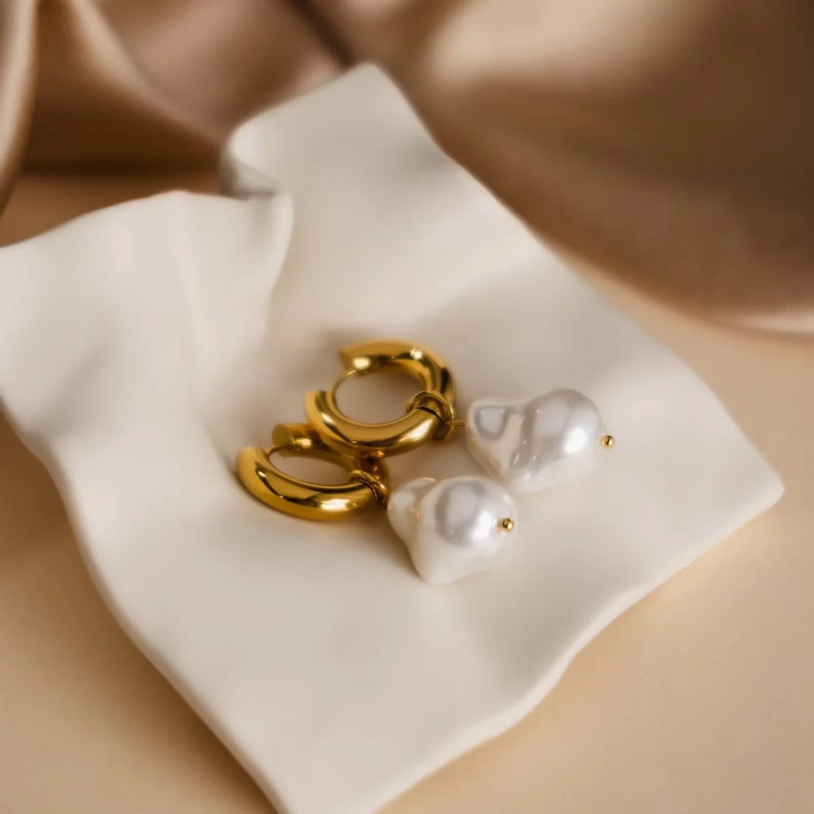 Baroque Pearl Earrings Set Silver 18K Gold Plated