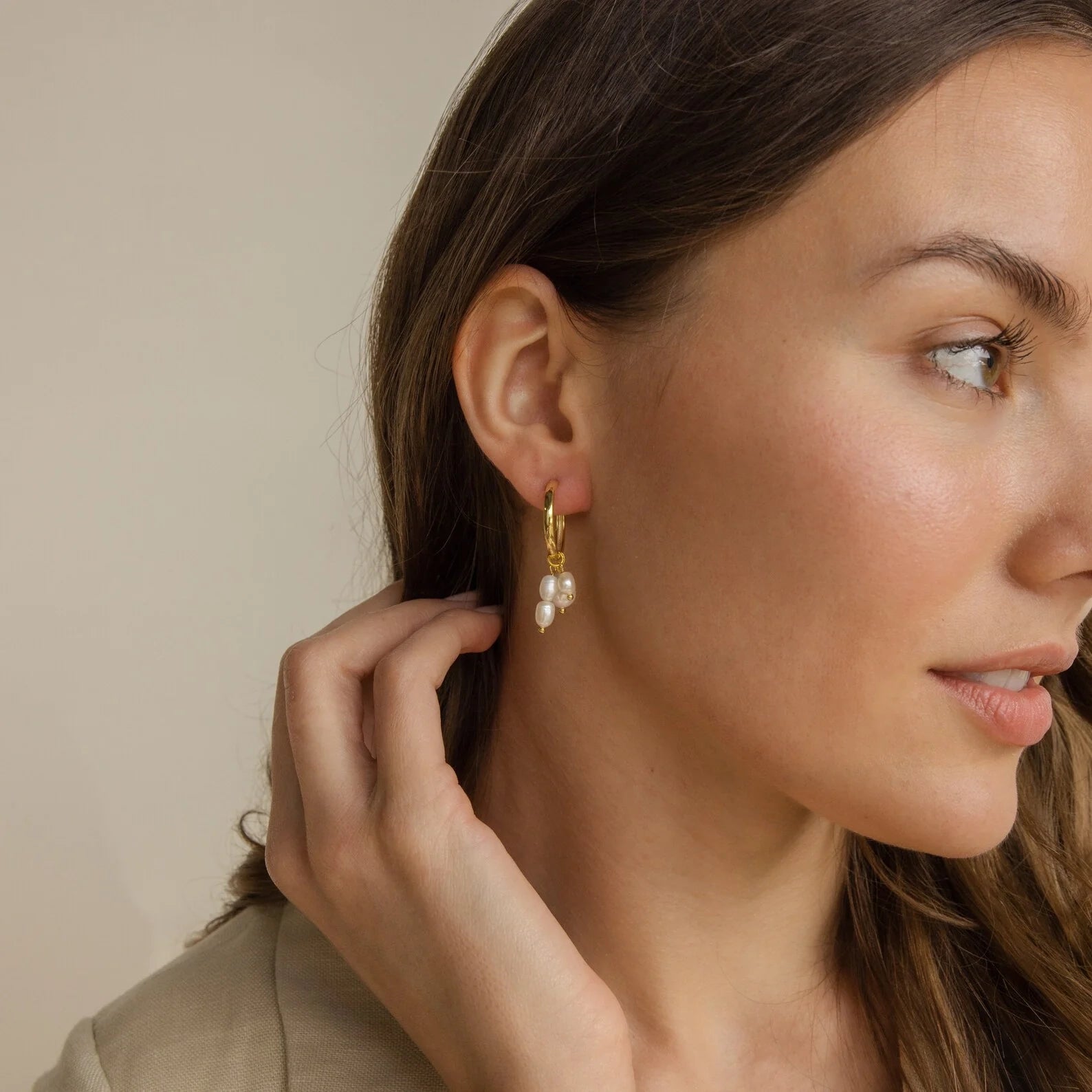 Pearl Drop Earrings Set Silver 18K Gold Plated