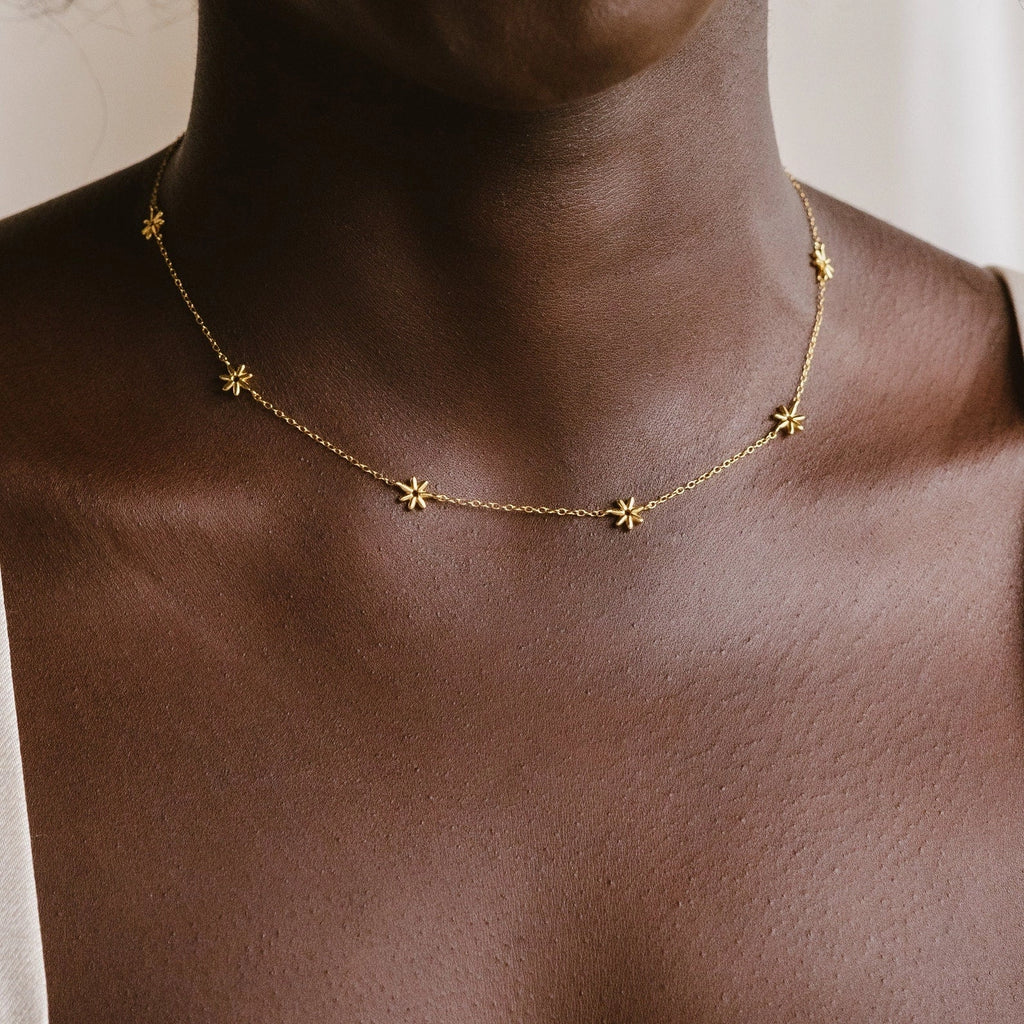 Flower Charms Child Necklace Silver 18K Gold Plated