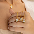 White Enamel Pendant Necklace Silver 18K Gold Plated