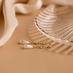 Diamond Pearl Chain Earrings Silver 18K Gold Plated