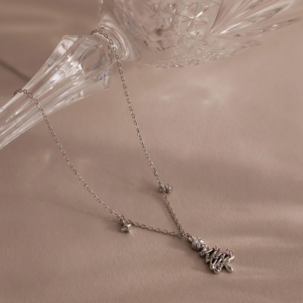 Holiday Diamond Tree Necklace Silver 18K Gold Plated