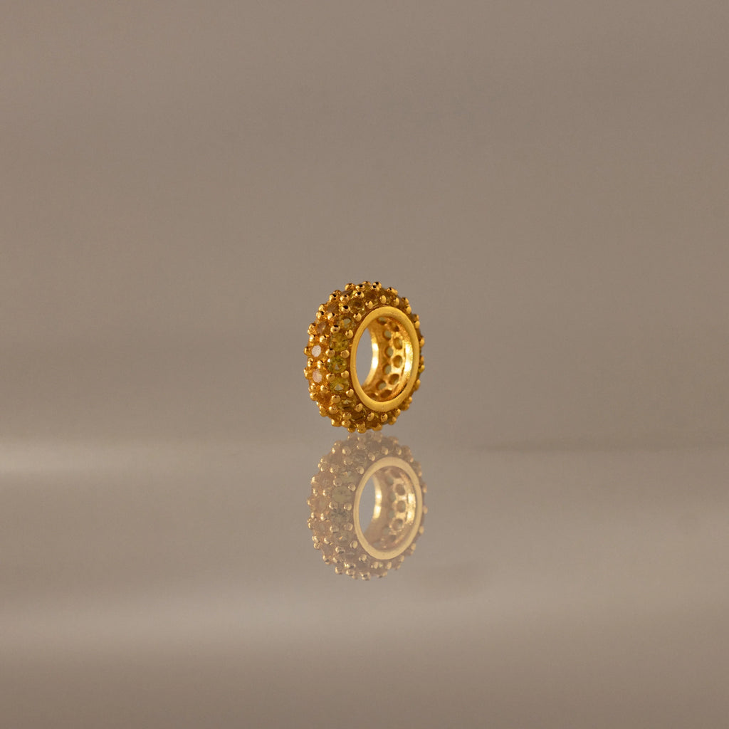 Pave Topaz Charm Spacer Silver 18K Gold Plated