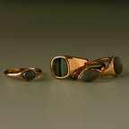 Malachite Signet Ring Silver 18K Gold Plated