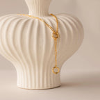 Rolo Lariat Paperclip Clasp Necklace Silver 18K Gold Plated