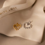 Classic Pearl Heart Charm Silver 18K Gold Plated