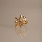 Open Duo Starfish Ring Silver 18K Gold Plated