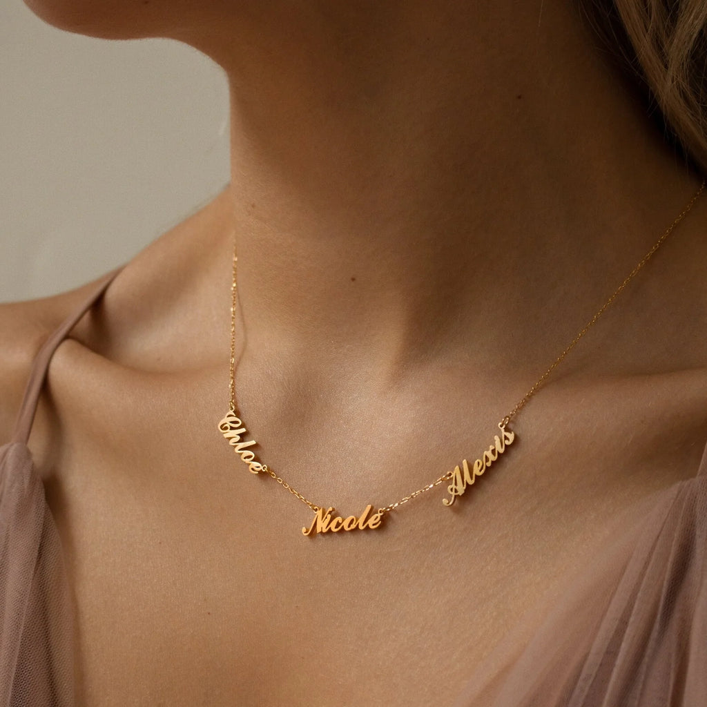 Carrie Multiple Name Necklace Silver 18K Gold Plated