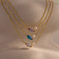 Marquise Alexandrite & Pearl Necklace Silver 18K Gold Plated