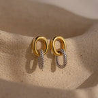 Twisted Link Earrings Silver 18K Gold Plated