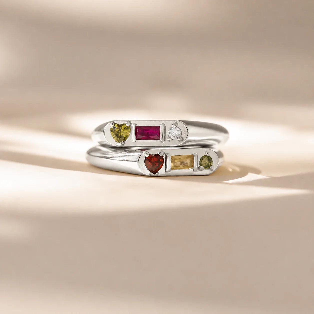 Tri-Gemstone Birthstone Signet Ring