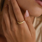 Organic Diamond Curve Ring Silver 18K Gold Plated
