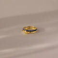 Stone Eternity Sapphire Tennis Linked Ring  Silver 18K Gold Plated