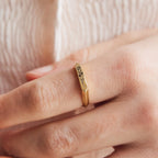 Thin Birth Flower Signet Ring Silver 18K Gold Plated