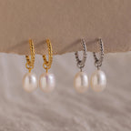 Twisted Pearl Hoops Silver 18K Gold Plated