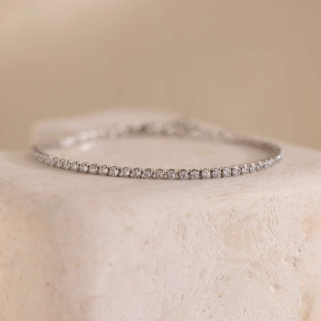 Classic Diamond Tennis Bracelet Silver 18K Gold Plated