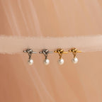 Love Knot Pearl Earrings Silver 18K Gold Plated