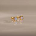 Blue Opal Prism Flatback Studs Silver 18K Gold Plated