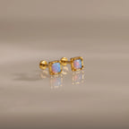 Blue Opal Prism Flatback Studs Silver 18K Gold Plated