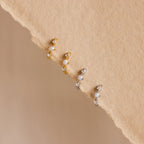 Dainty Opal Diamond Huggies Silver 18K Gold Plated