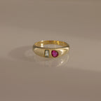 Baguette-Pear Cut Toi et Moi Dome Ring  Silver 18K Gold Plated