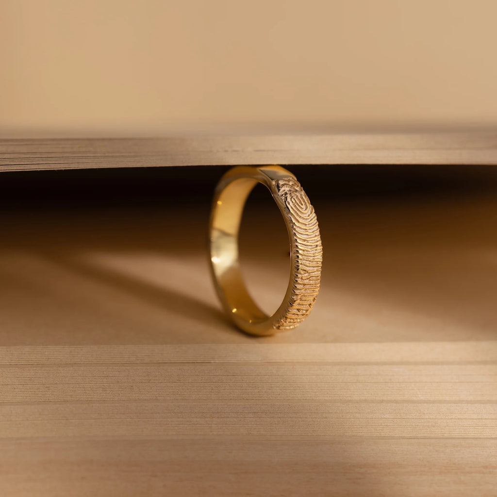 Organic Fingerprint Band Silver 18K Gold Plated