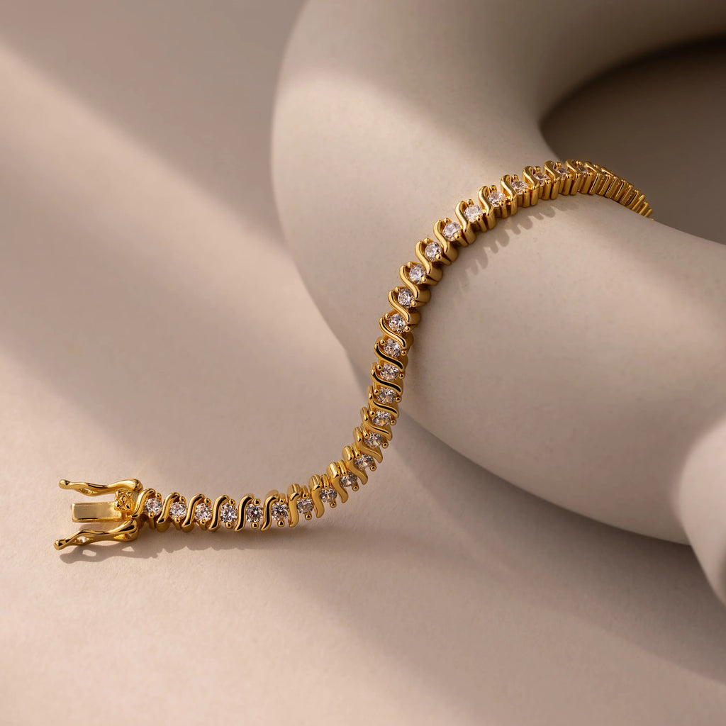 Diamond Tennis Bracelet Silver 18K Gold Plated