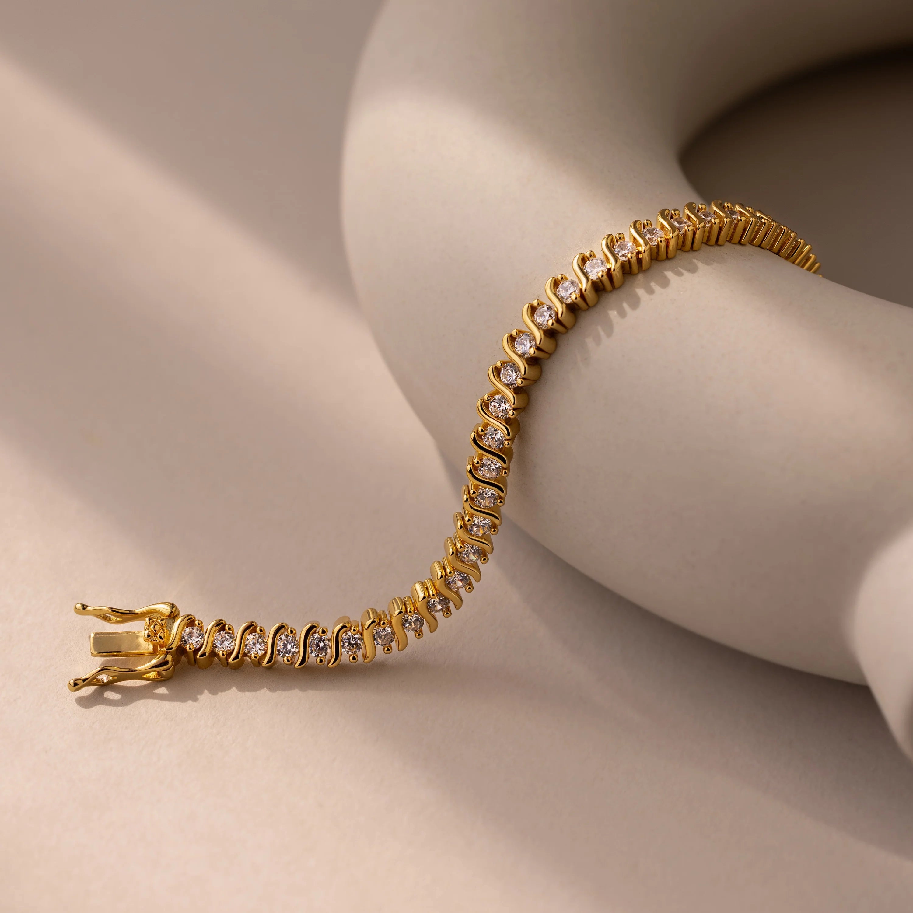 Diamond Tennis Bracelet Silver 18K Gold Plated