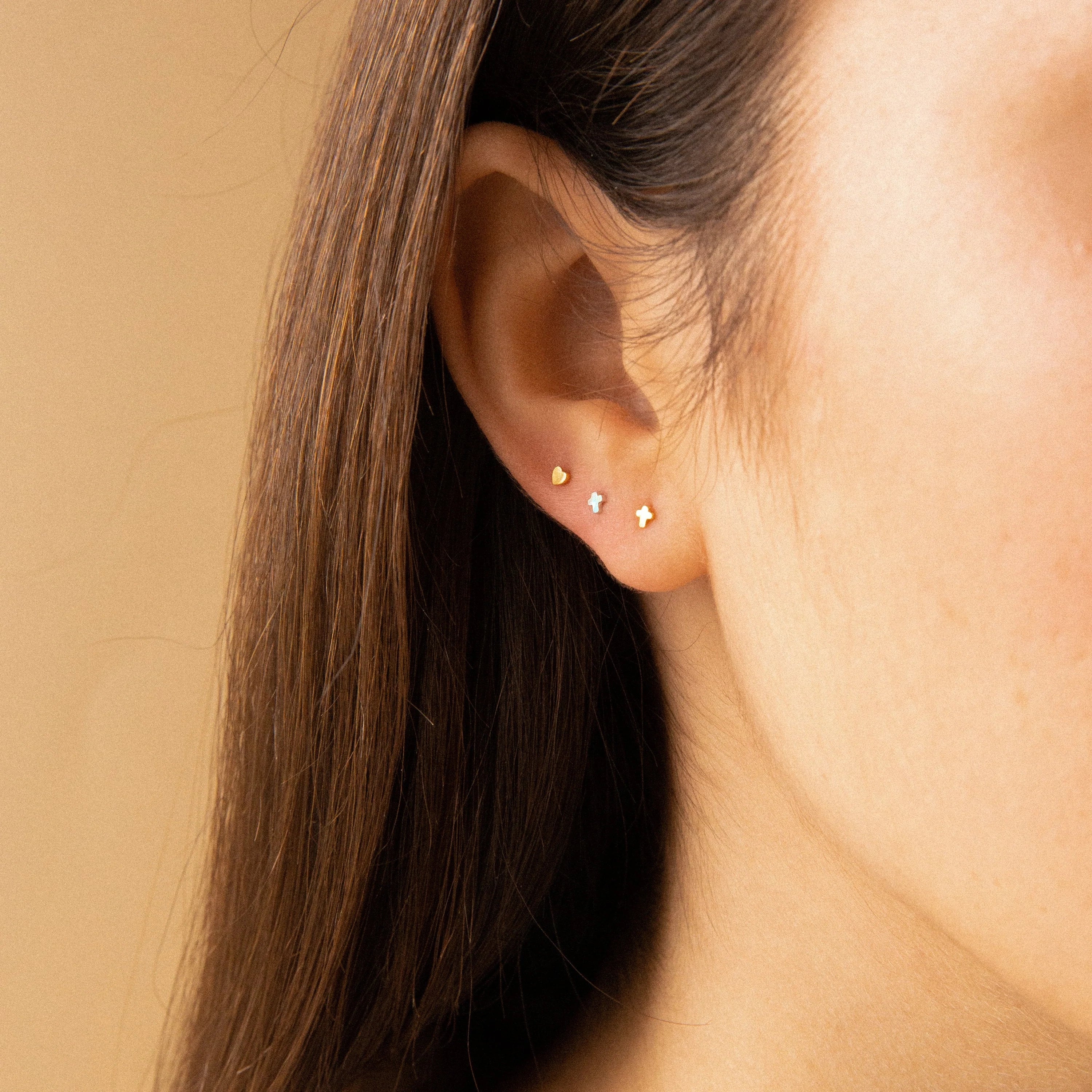 Tiny Cross Studs Silver 18K Gold Plated