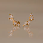 Diamond Starfall Flatback Climbers Silver 18K Gold Plated