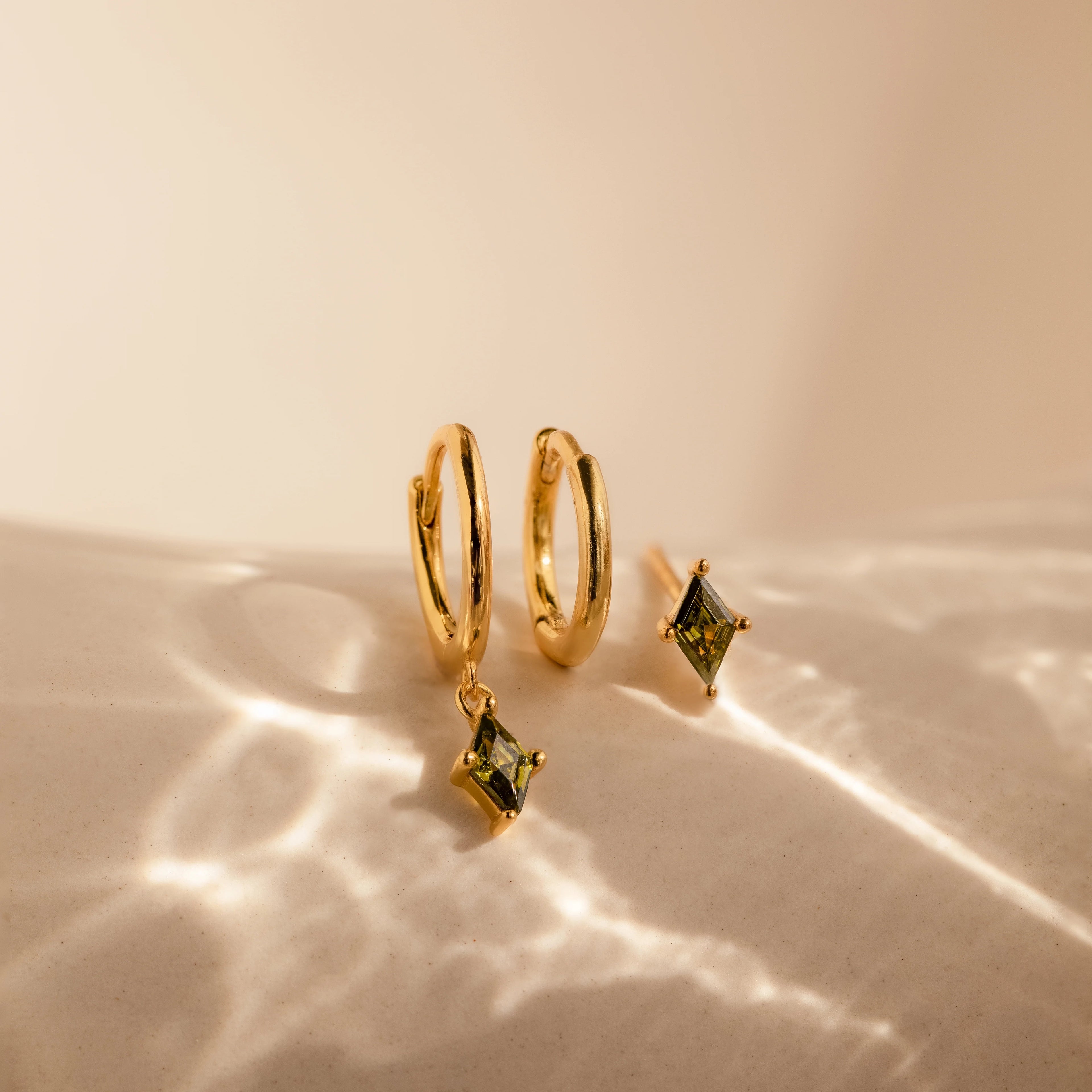 Peridot Earrings Set Silver 18K Gold Plated