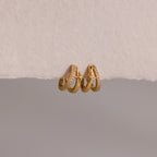 Starburst Pave Duo Huggies Silver 18K Gold Plated
