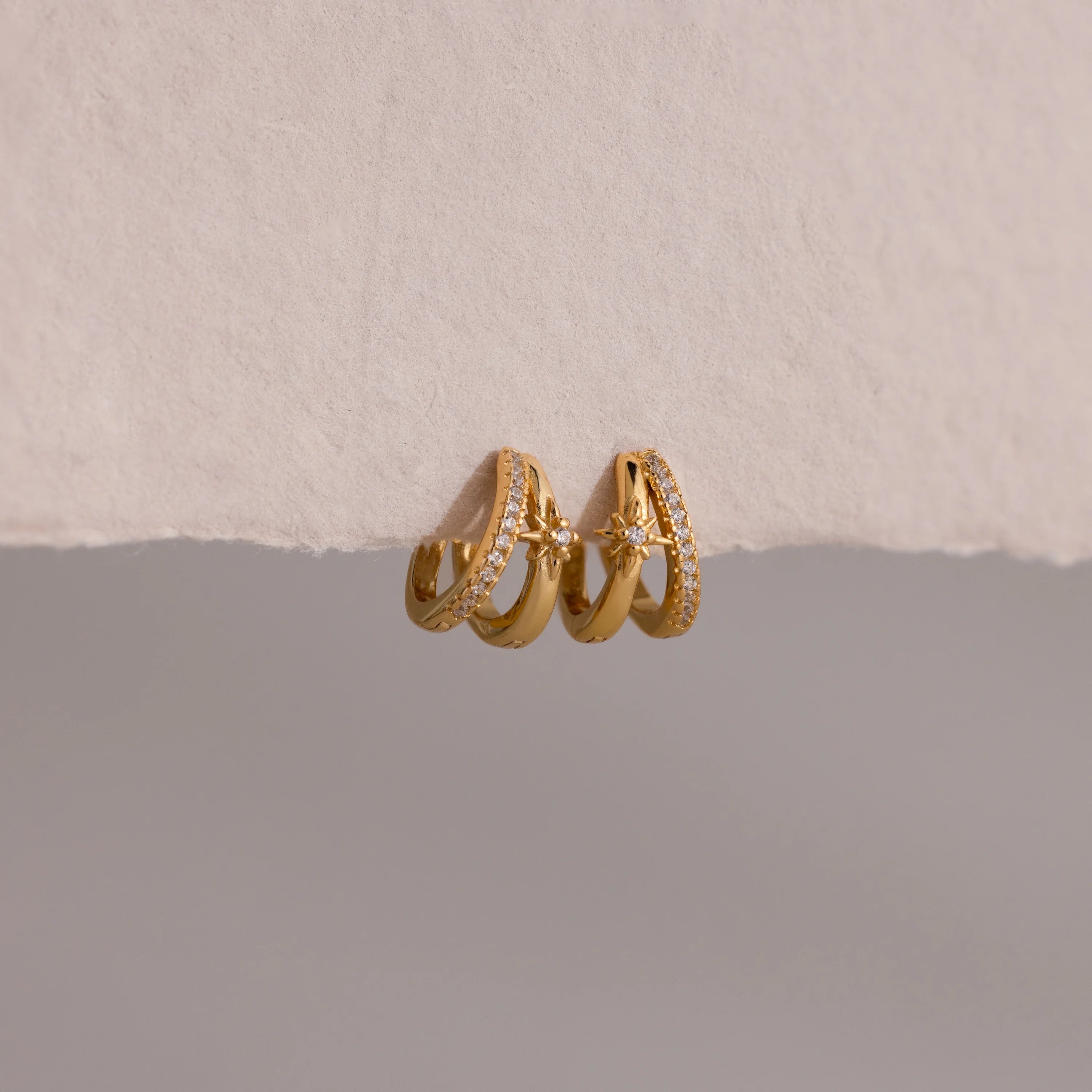 Starburst Pave Duo Huggies Silver 18K Gold Plated