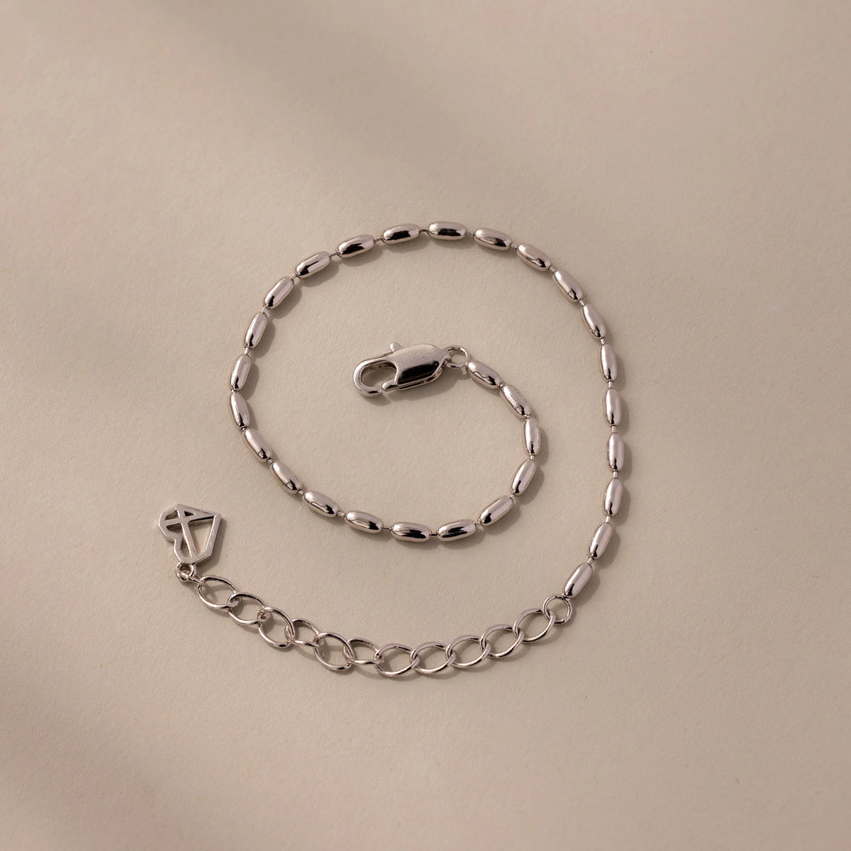 Oval Beaded Bracelet Silver 18K Gold Plated