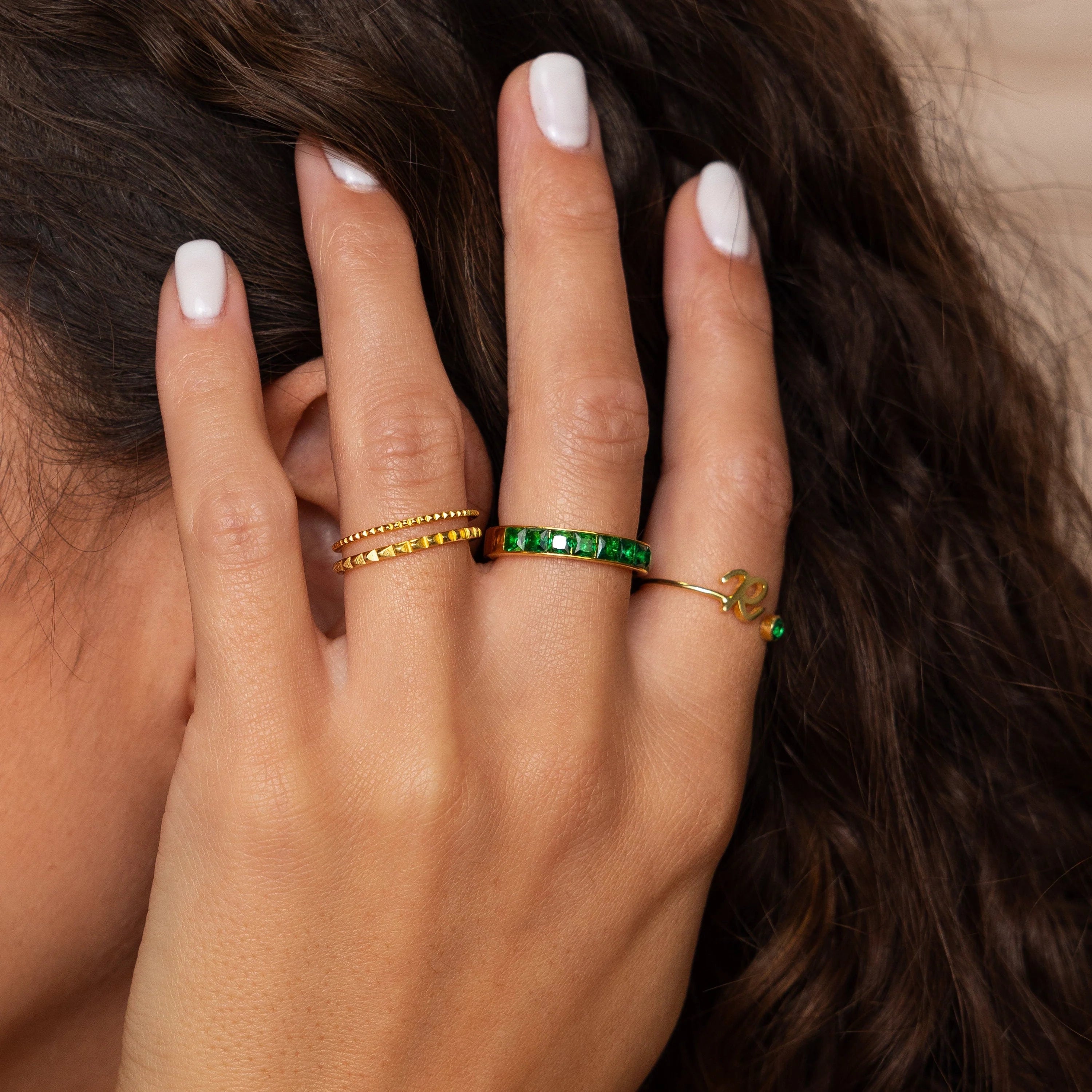 Birthstone Inlay Band Ring