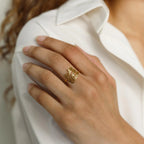 London Triple Name Ring Silver 18K Gold Plated