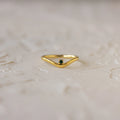 Emerald Drop Curve Ring Silver 18K Gold Plated